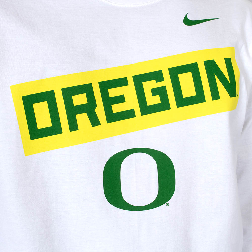 Classic Oregon O, Nike, White, Long Sleeve, Cotton, Men, Quack Attack (back), T-Shirt, 853998
